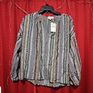 NWT LOU & GREY Striped Long Sleeve Blouse